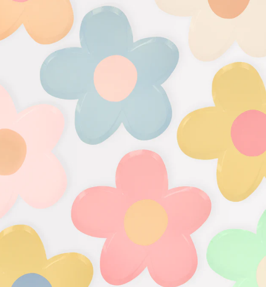 Platos en forma de flores colores (x 8)