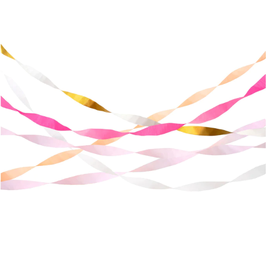 Serpentinas de papel crepé rosa (x 5)