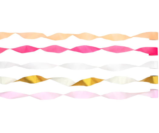 Serpentinas de papel crepé rosa (x 5)