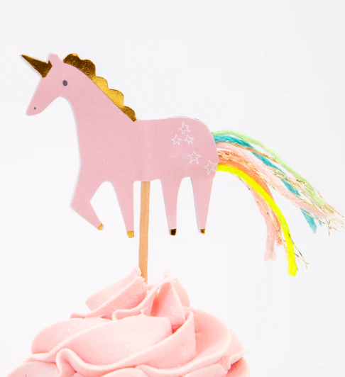 Kit de cupcakes  unicornios - arcoiris  (x 24 adornos)