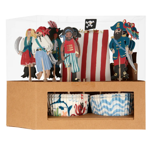 Kit de cupcakes de barco pirata (x 24 adornos)