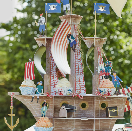 Kit de cupcakes de barco pirata (x 24 adornos)
