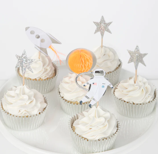 Kit de cupcakes espacio - astronautas (x 24 adornos)