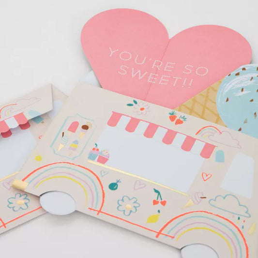 Tarjetas de San Valentín con helado  (Pack de 12)
