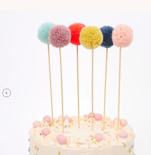 Topppers - adornos para pastel de pompones (x6)