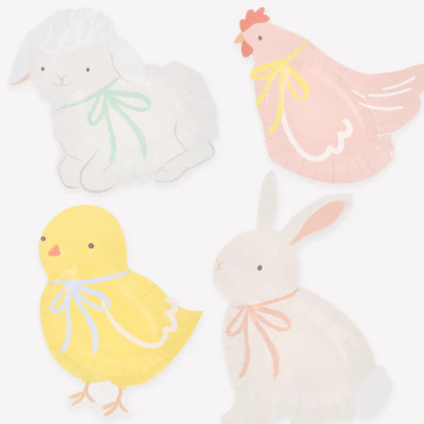 Platos de animales del jardín (x8)