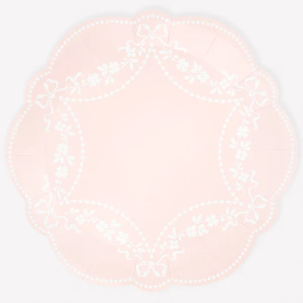 Platos pequeños rosados rococó (x8)