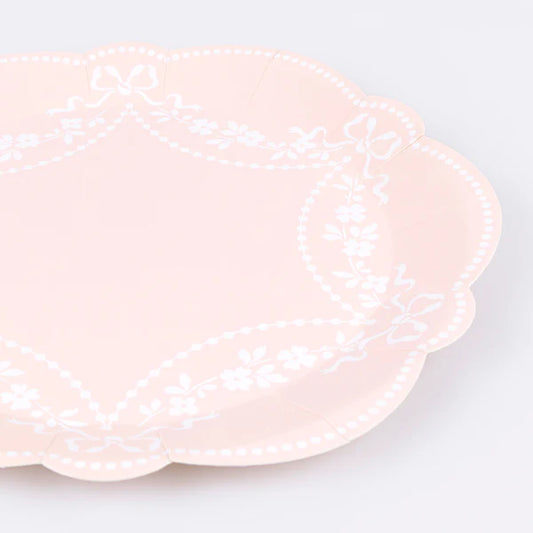 Platos pequeños rosados rococó (x8)