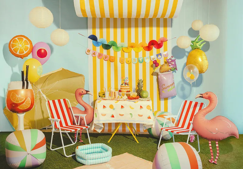 Bebida con globo de aluminio, 34x100 cm, mezcla