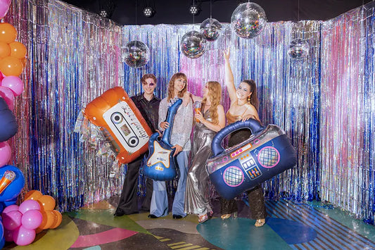 Boombox de globo de aluminio, 98x70,5 cm, azul marino