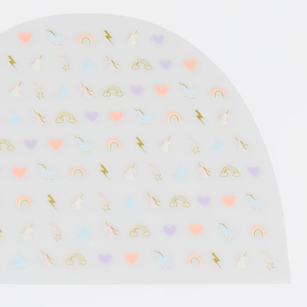 Pegatinas de uñas de unicornio arcoíris (x200)