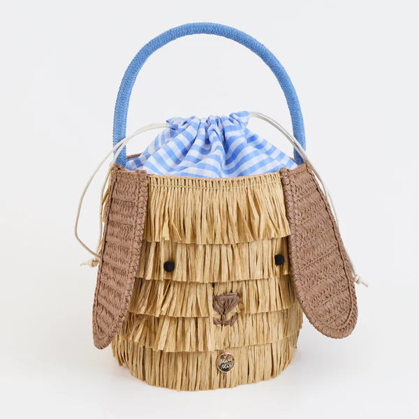 Cesta de cachorro de rafia peluda