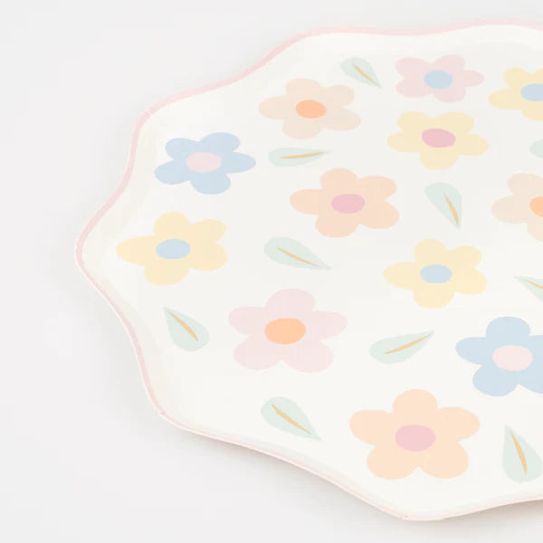 Platos flores felices  (x8)