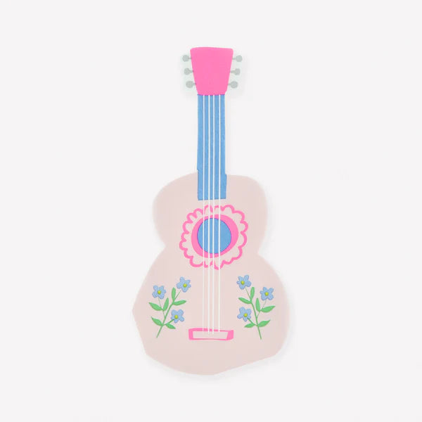 Servilletas rosas con forma de guitarra (x16)