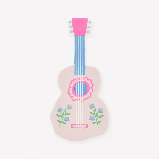 Servilletas rosas con forma de guitarra (x16)