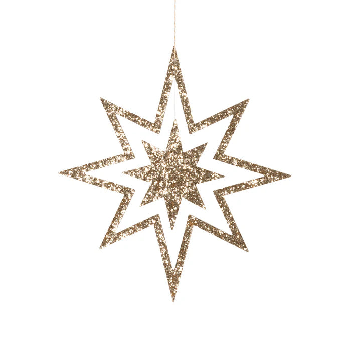 Estrella de madera con brillo (x3)