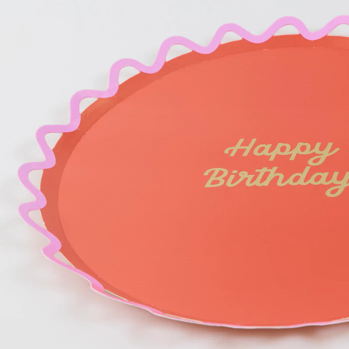 Platos de cena de cumpleaños con ondas (x8)