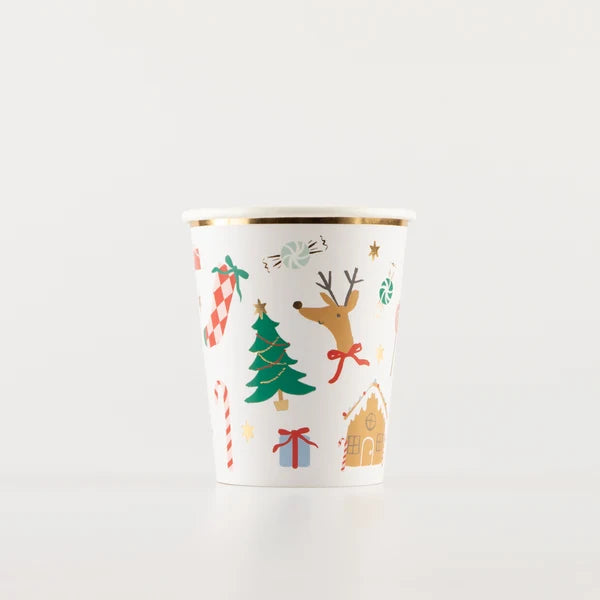 Vasos de navidad alegre (x8)
