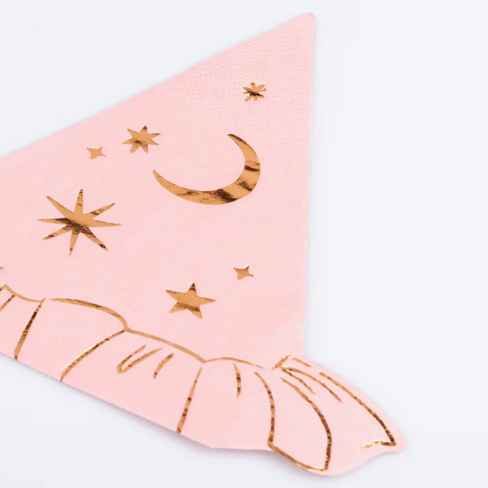 Servilleta sombrero de bruja rosa (x16)