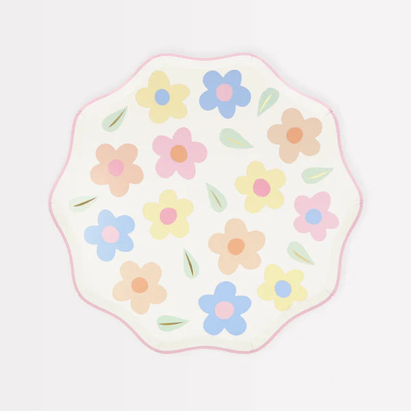 Platos flores felices  (x8)