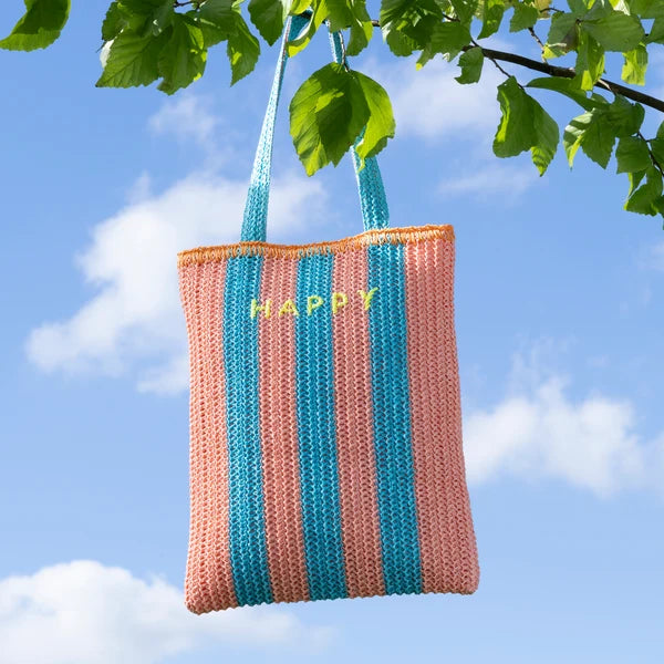 Bolso de rafia a rayas