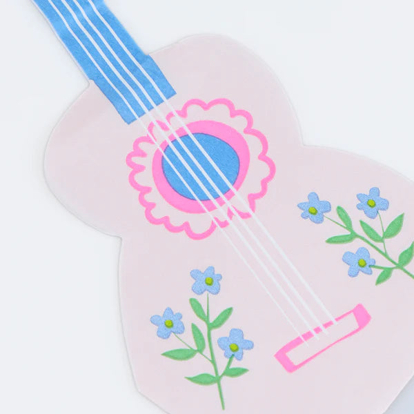 Servilletas rosas con forma de guitarra (x16)