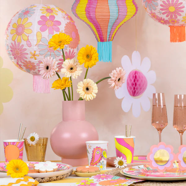 Lamparas de papel flower power (x3)