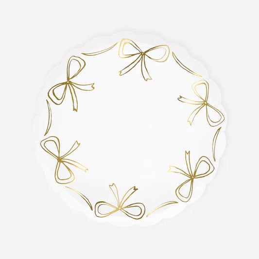 Plato pequeño con lazo dorado(x8)
