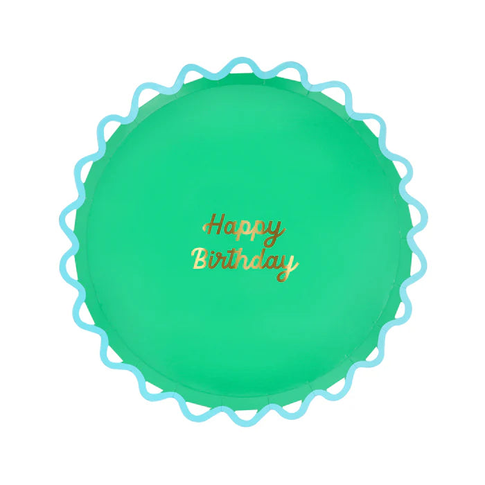 Platos de cena de cumpleaños con ondas (x8)