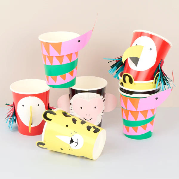 Vasos de personajes del jamboree de la jungla (x8)