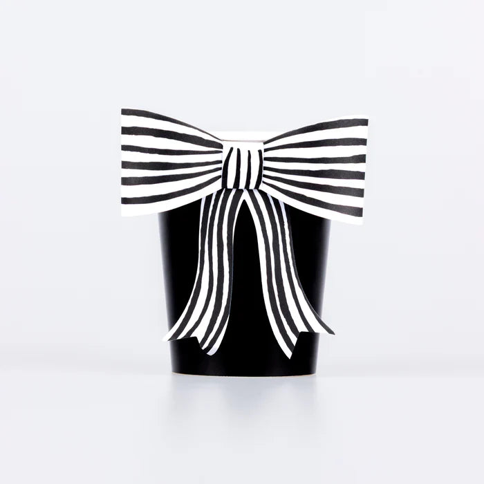 Vasos con lazo chic a rayas (x8)