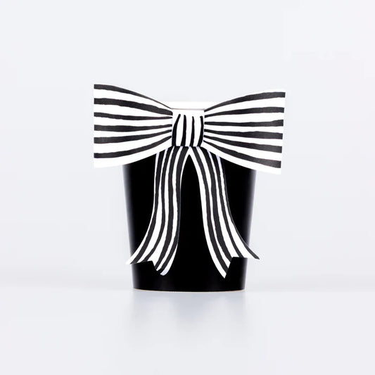 Vasos con lazo chic a rayas (x8)