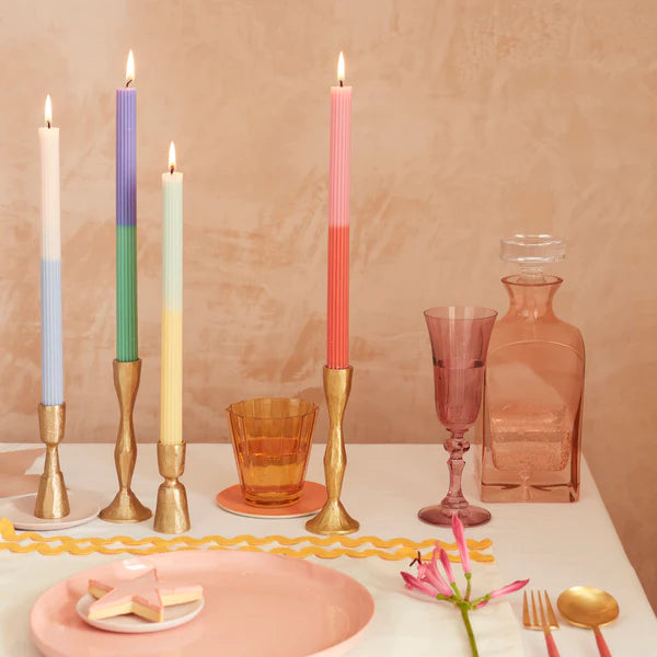 Velas de mesa de color multibloque (x4)
