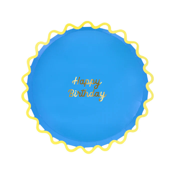 Platos de cumpleaños con ondas (x8)