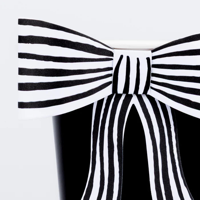 Vasos con lazo chic a rayas (x8)