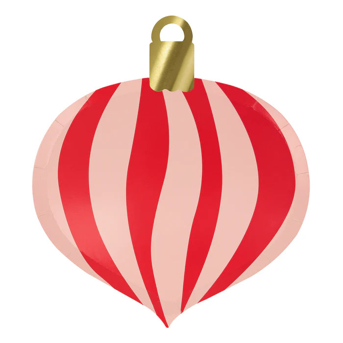 Platos adorno navideños a rayas (x8)