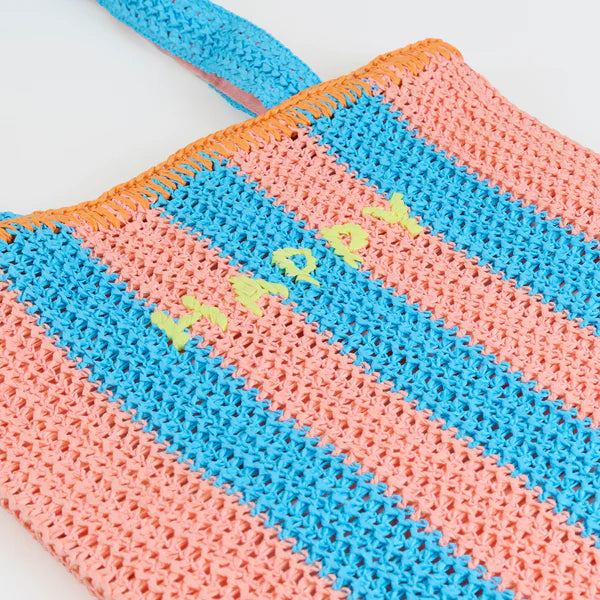 Bolso de rafia a rayas
