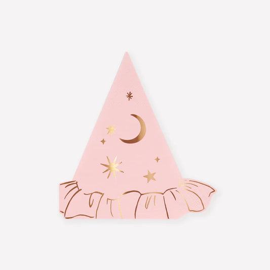 Servilleta sombrero de bruja rosa (x16)