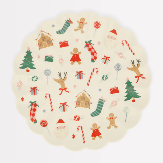 Plato grande reutilizable de navidad (x1)