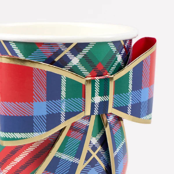 Vasos de navidad a cuadros (x8)