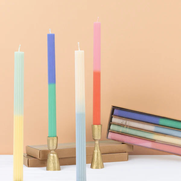 Velas de mesa de color multibloque (x4)