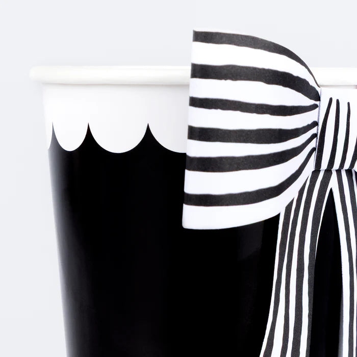Vasos con lazo chic a rayas (x8)