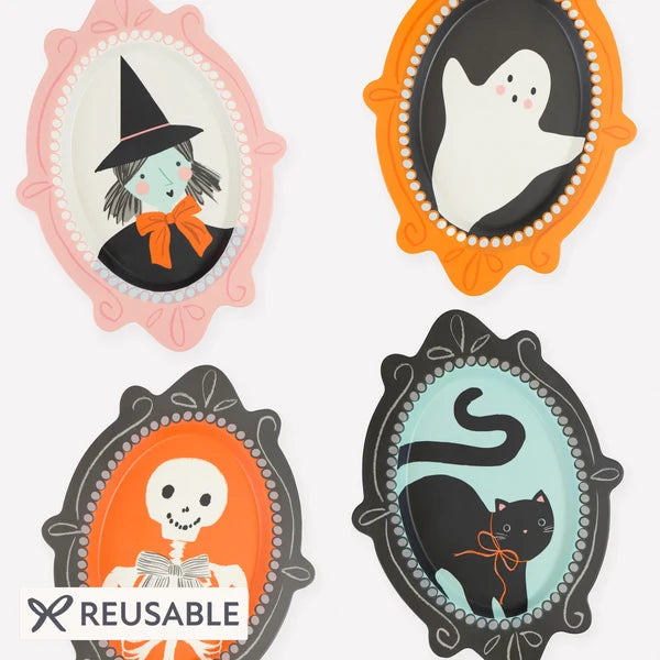 Platos reutilizables para retratos de halloween (x4)