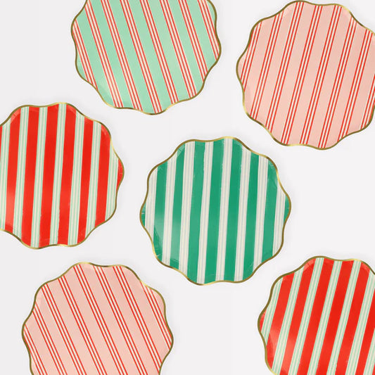 Platos pequeños de rayas (x8)