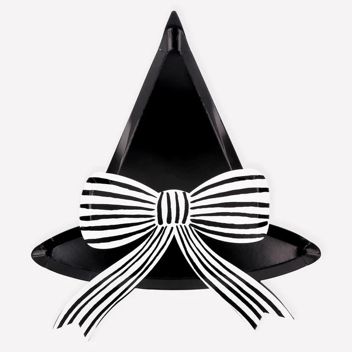 Platos sombrero de bruja negro (x8)