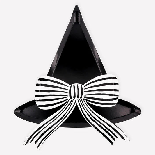 Platos sombrero de bruja negro (x8)