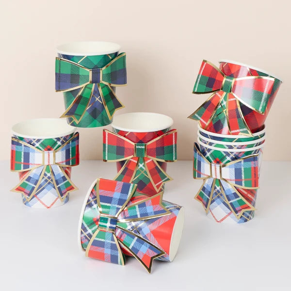 Vasos de navidad a cuadros (x8)