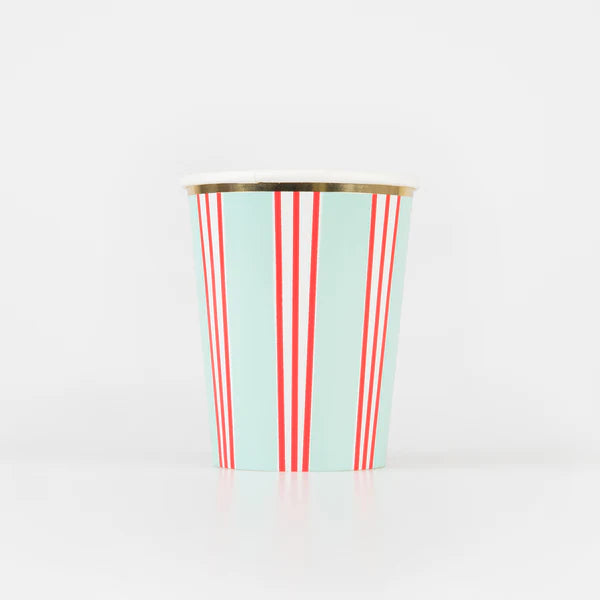 Vasos de rayas festivos (x8)