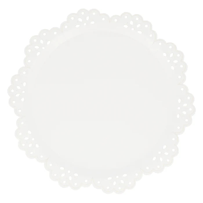 Plato blanco con borde troquelado (x8)