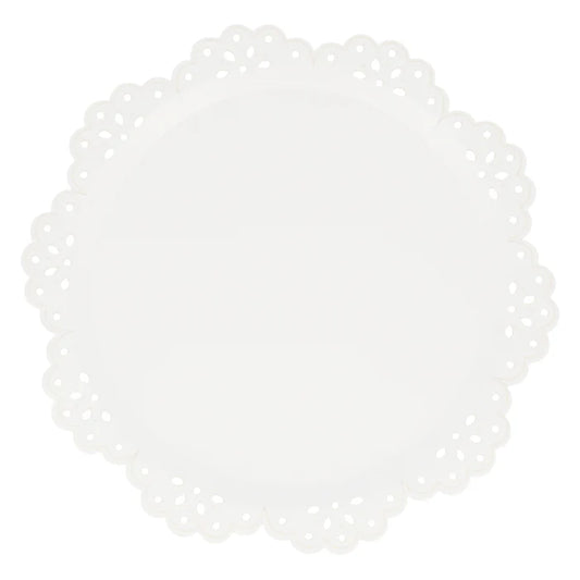 Plato blanco con borde troquelado (x8)